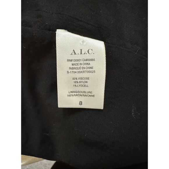 A.L.C. Charmaine BOHO Black Wrap Lined Ruffled Side Tie Midi Skirt, Size 8 - Picture 3 of 4